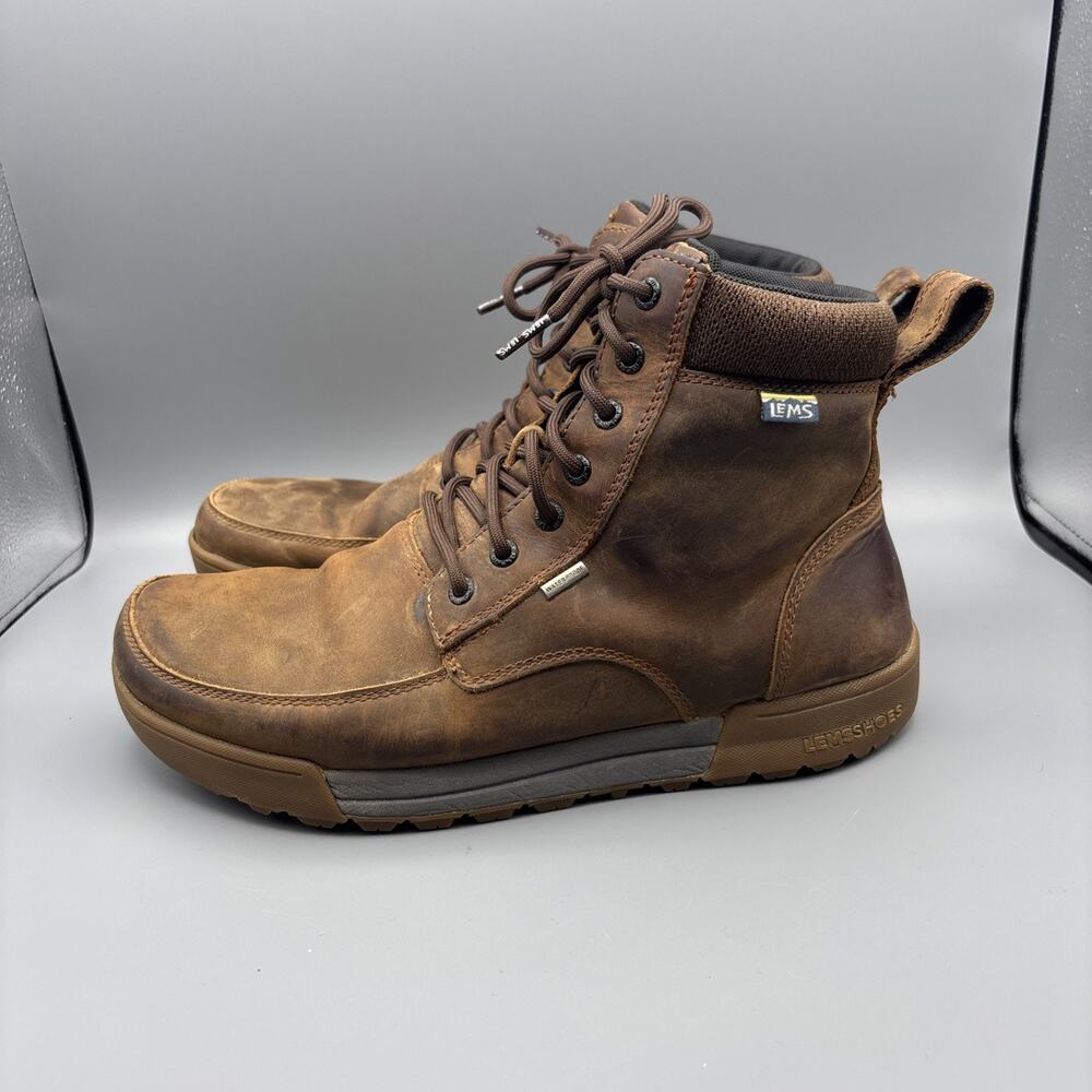 Lems Boulder Summit WP Boots Rugged Bark Brown Leather Waterproof Men's 10.5